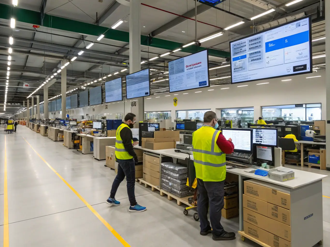 An image of a modern shipping facility with various goods being processed, emphasizing the seamless integration of shippers within the Doby Alliance network.